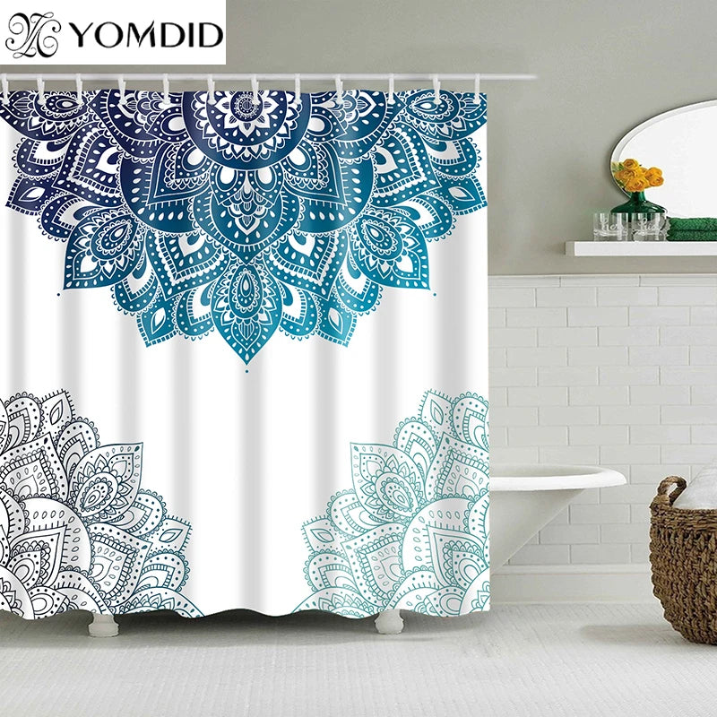 Waterproof Shower Curtain Mandala Flower Printed