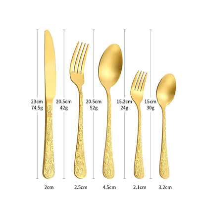 5Pcs Full Tableware Luxury Dinner Sets Gold