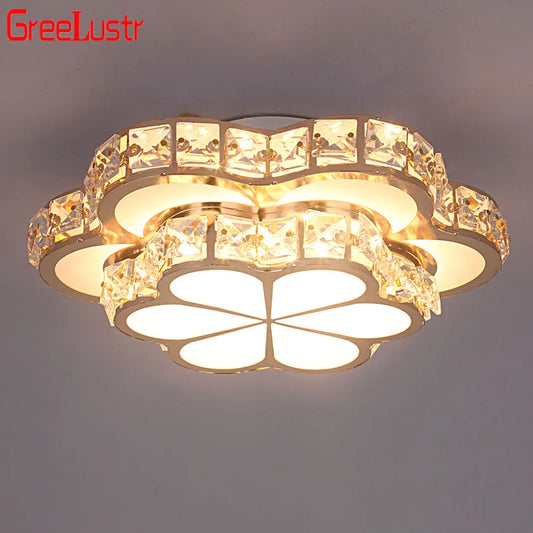 Modern Flower Gold Design Crystal Ceiling Light