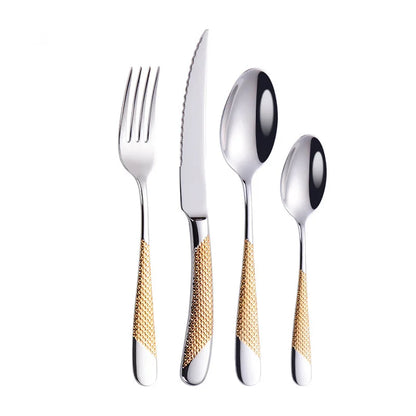 Golden Dinnerware Set 18/10 Stainless Steel Dinner Knife Fork Cutlery Set