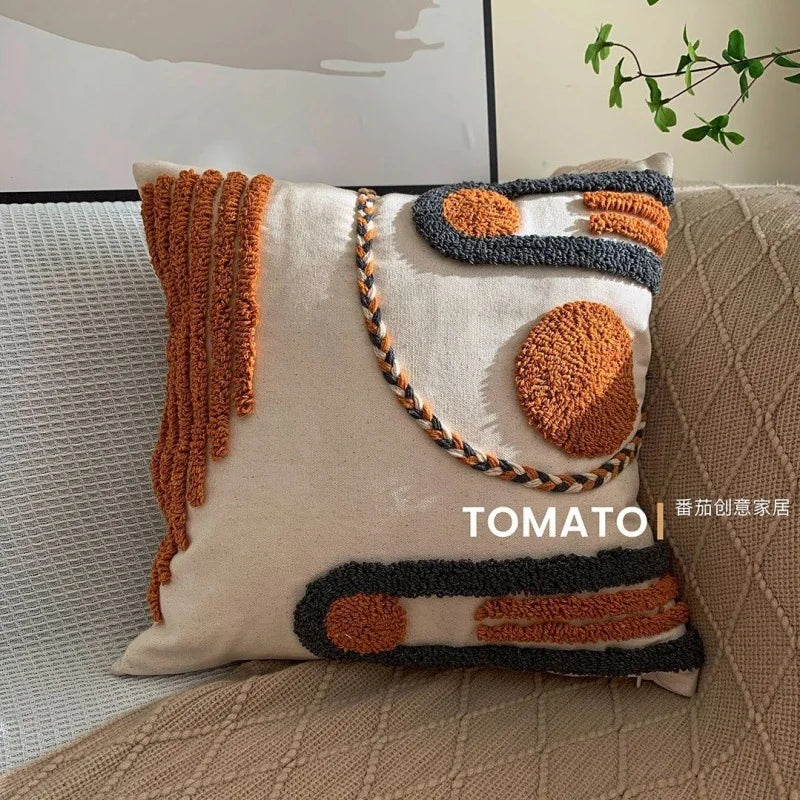 Bohemian Pillow Cushion Cover Geometry Embroidered Tassel EmbroideryLong Pillowcase