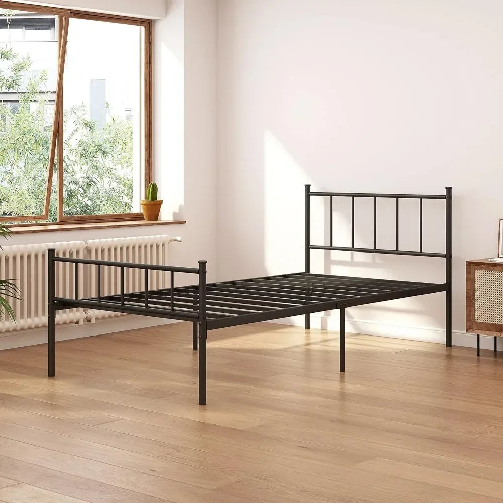 Twin Size Metal Platform Bed Frame with Heavy Duty Steel Slats