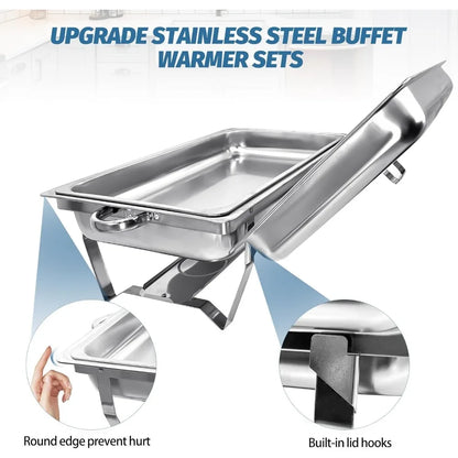 2 Pack Stainless Steel Chafing Dishes 8 Quart Full Size