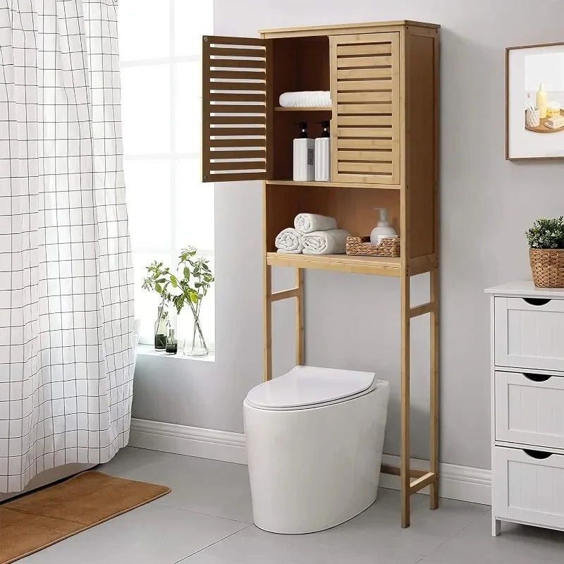 Bamboo Bathroom Over-The-Toilet Storage Cabinet, Natural Wood