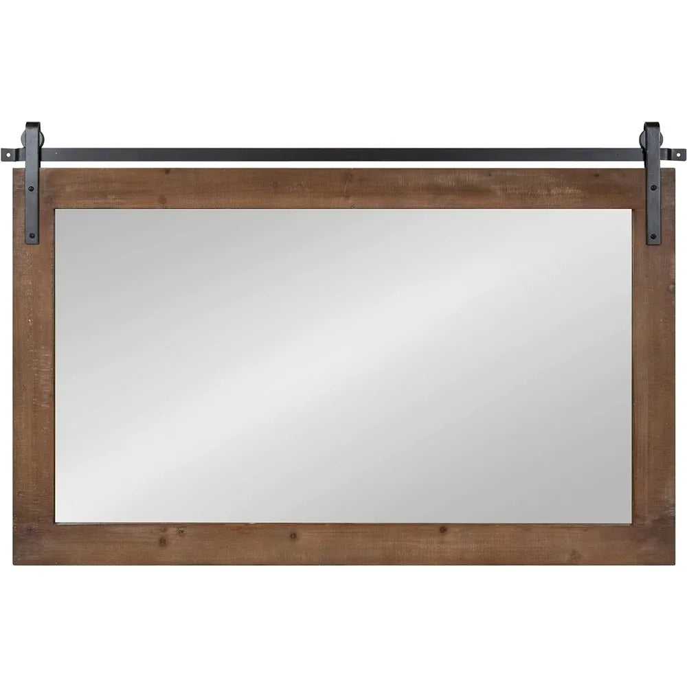 Farmhouse Horizontal Wood Framed Wall Mirror, 40 x 26, Rustic