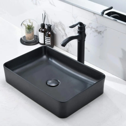 Rectangular Countertop Sink Above Bathroom For Cabinets