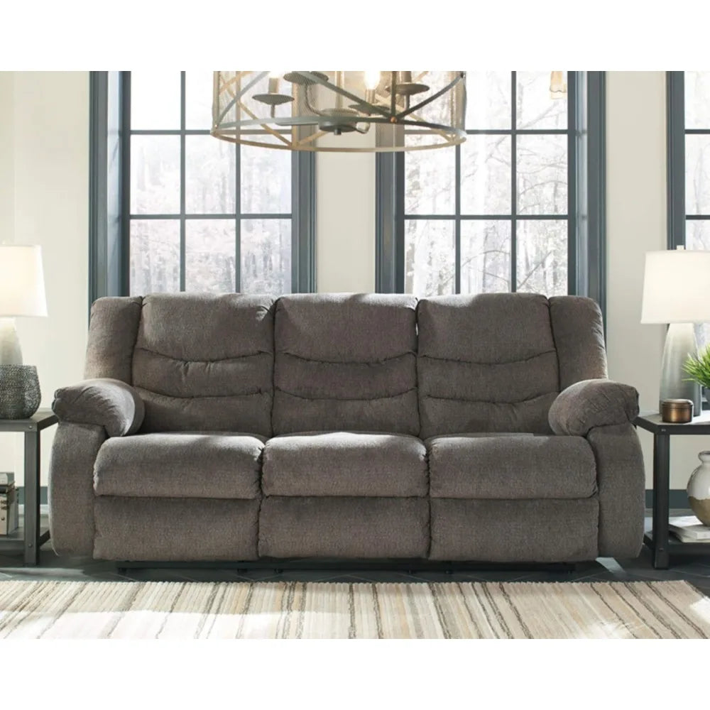 Modern Manual Pull Tab Reclining Sofa, Dark Gray