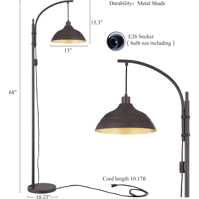 Industrial Floor Lamp in Gold Finish