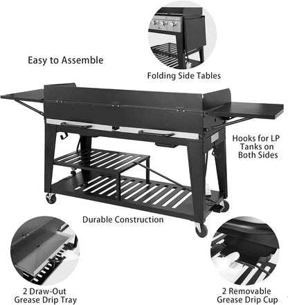 8-Burner Gas Grill, 104,000 BTU Liquid Propane Grill, Independently Controlled Dual Systems, Outdoor Party