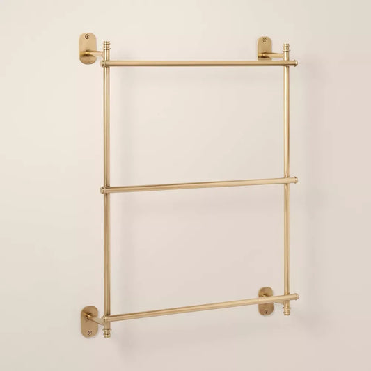 Wall-Mounted Brass Ladder Towel Rack Antique Finish