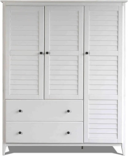 Greenport 3-Door Wardrobe, Brushed White