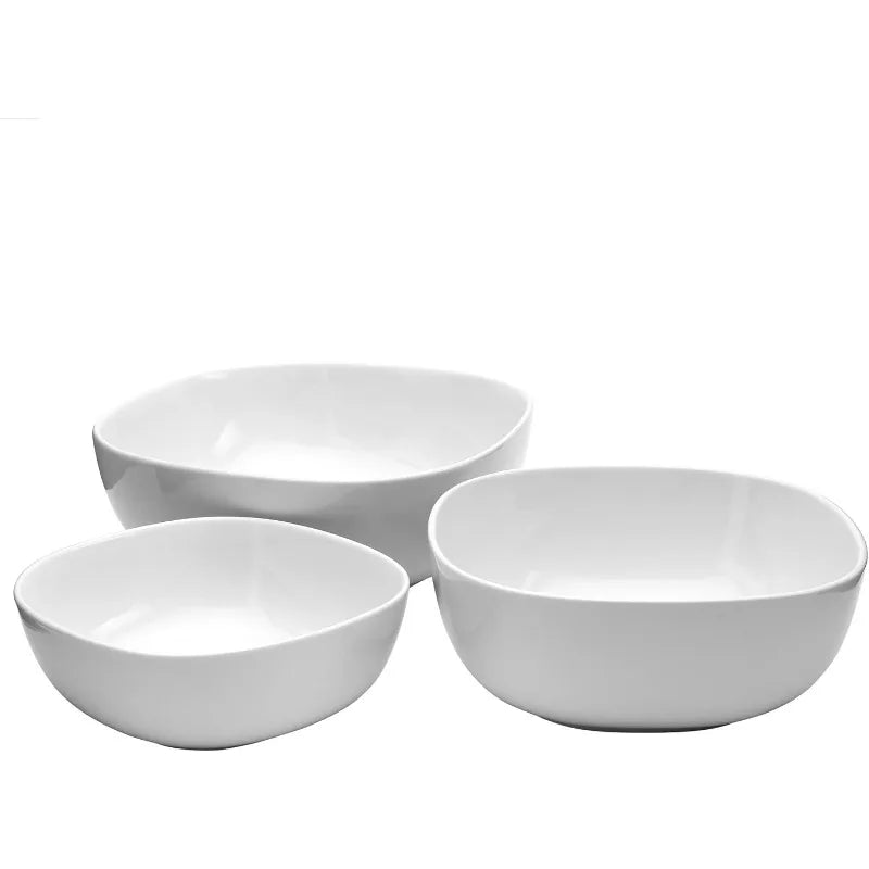 Denmark White Porcelain Chip Resistant Scratch Resistant , 3 Piece Serving Bowl Set