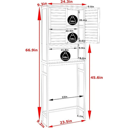 Bamboo Bathroom Over-The-Toilet Storage Cabinet, Natural Wood