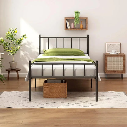 Twin Size Metal Platform Bed Frame with Heavy Duty Steel Slats