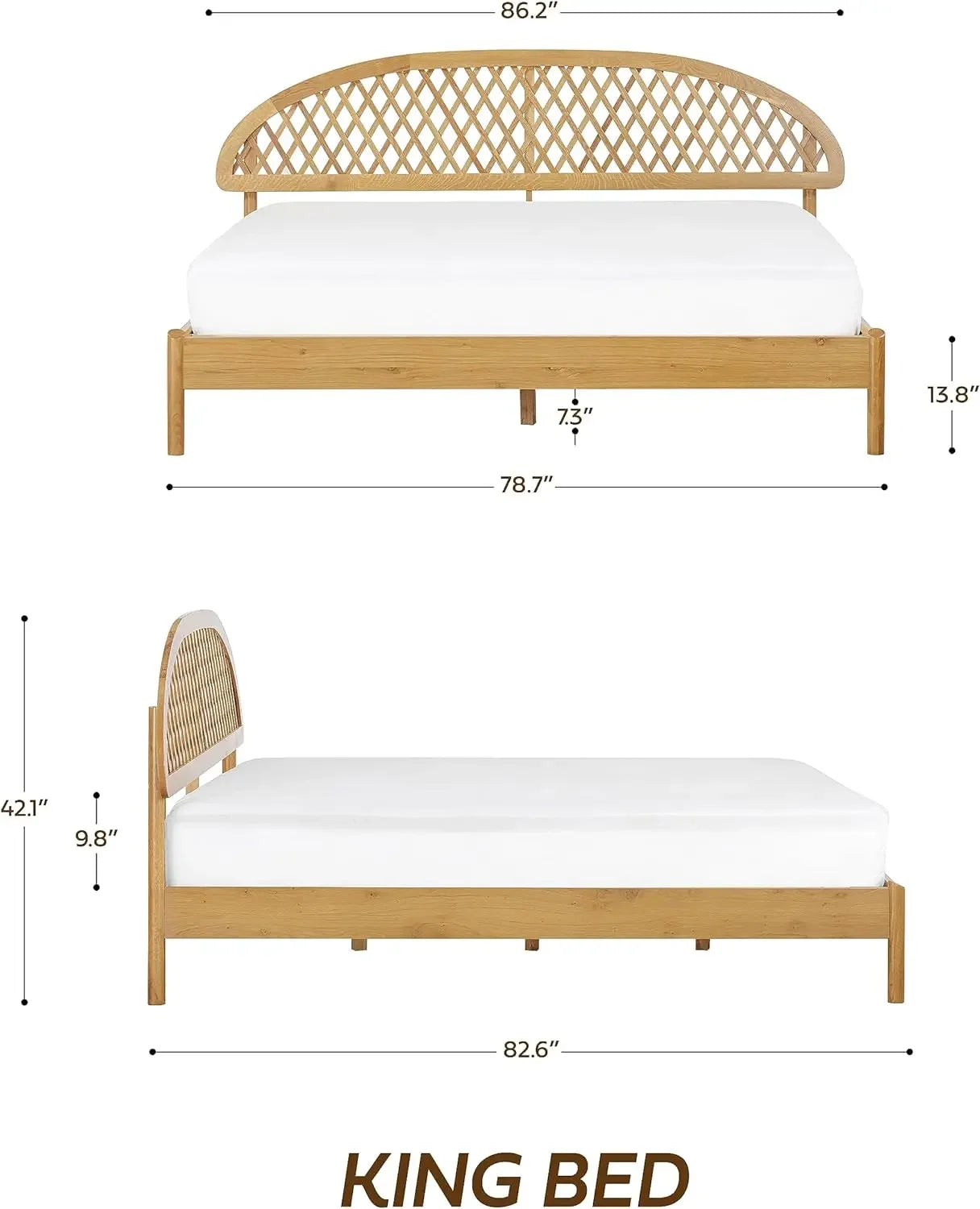 Bed Frame, Gemstone Wood with Headboard, 1000 Lb Capacity