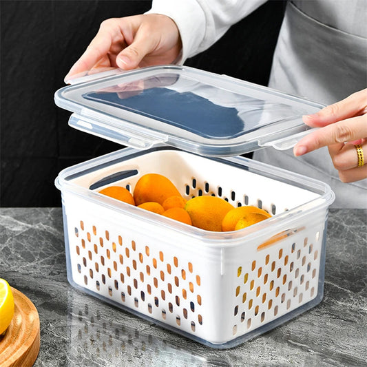 Refrigerator Storage Box  Fresh Vegetable /Fruit Boxes Drain Basket