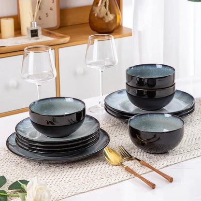 Ceramic Dinnerware Sets, Stoneware Coupe Plates and Bowls Sets, Highly Chip and Crack Resistant, Dishwasher & Microwave Safe