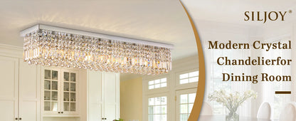 Modern Crystal Raindrop Chandelier with Crystal, 10-Lights Flush Mount