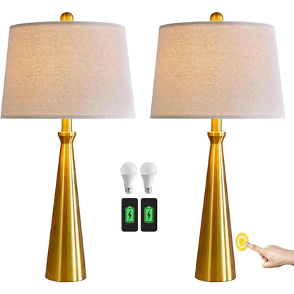 25.75" 3-Way Dimmable Touch Control Modern USB Table Lamp Set of 2