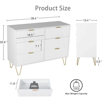 6 Drawer Dresser and Night Stand Sets for Bedroom,