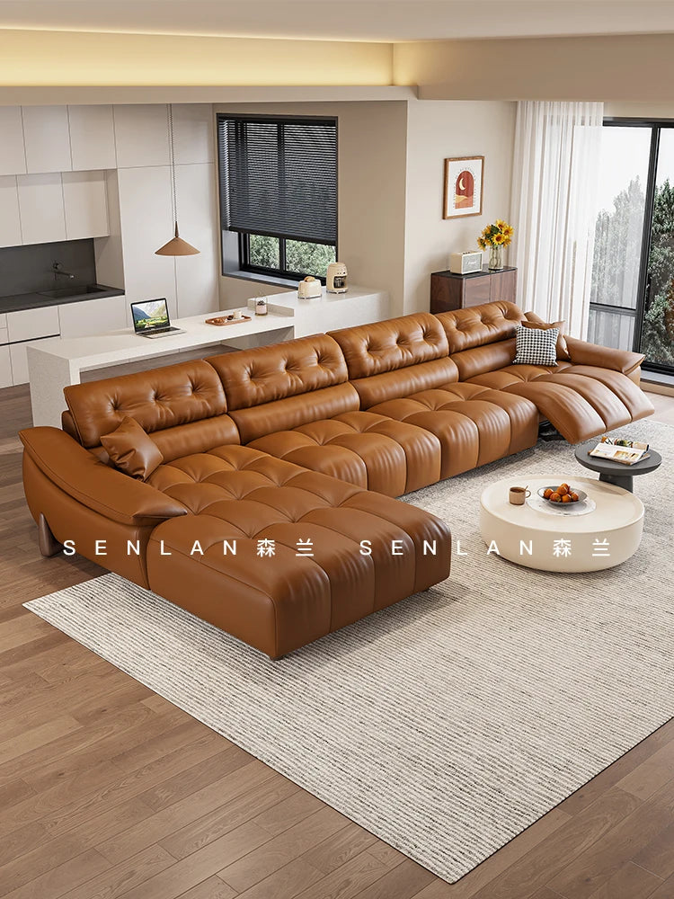 Electric  Light Luxury Minimalist Sectional  multi-functional Cowhided leather