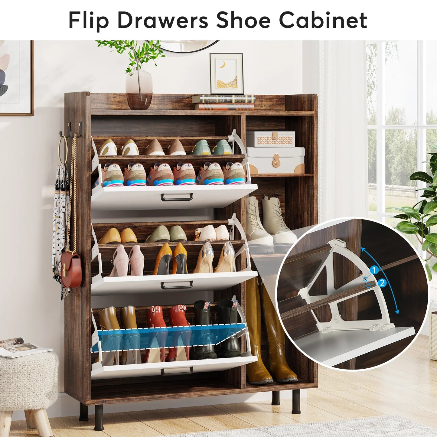 Flip Drawers Shoe Cabinet