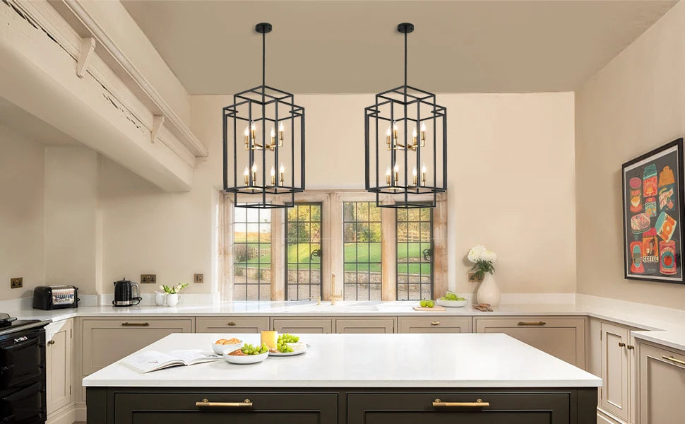 8-Lights Lantern Tiered Pendant Light Fixtures