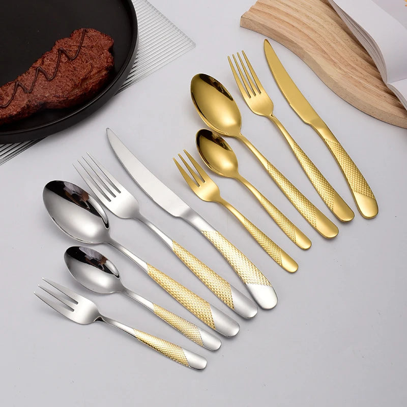 30Pcs Stainless Steel Cutlery Set, Luxury Dinnerware,