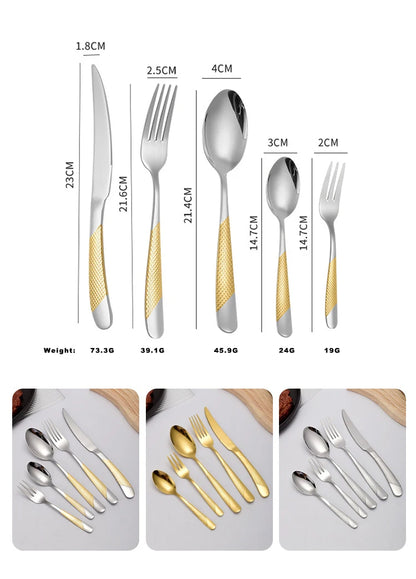 30Pcs Stainless Steel Cutlery Set, Luxury Dinnerware,