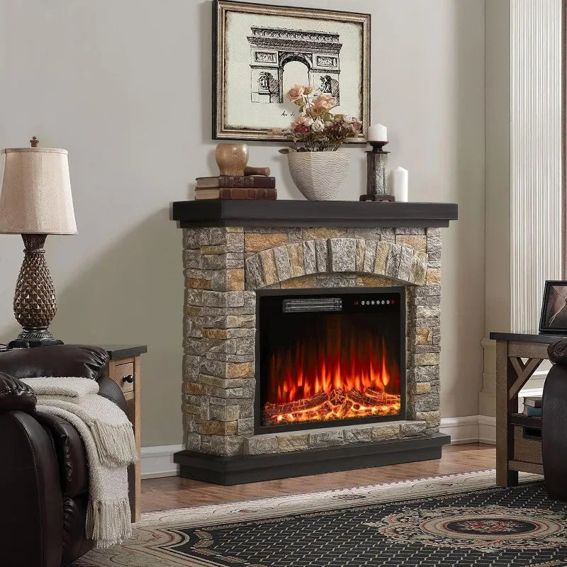 36" Electric Fireplace with Mantel, 23 inch Fireplace Insert