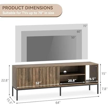 TV Stand 65 Inch TV Table, Modern  with Sliding Door and Adjustable Storage Shelves