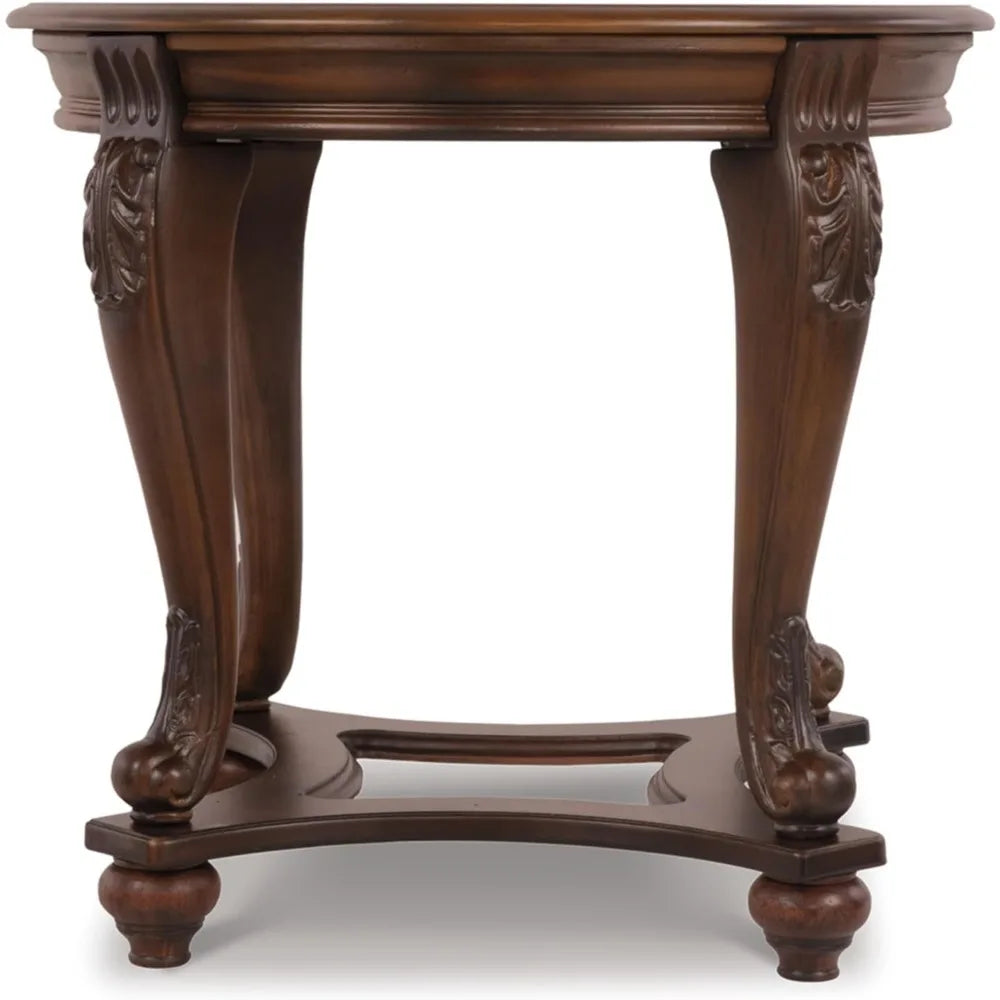 Round End Table,  Dark Brown