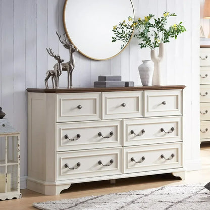 Farmhouse 7 Drawers Dresser for Bedroom, 54" Wide Wood