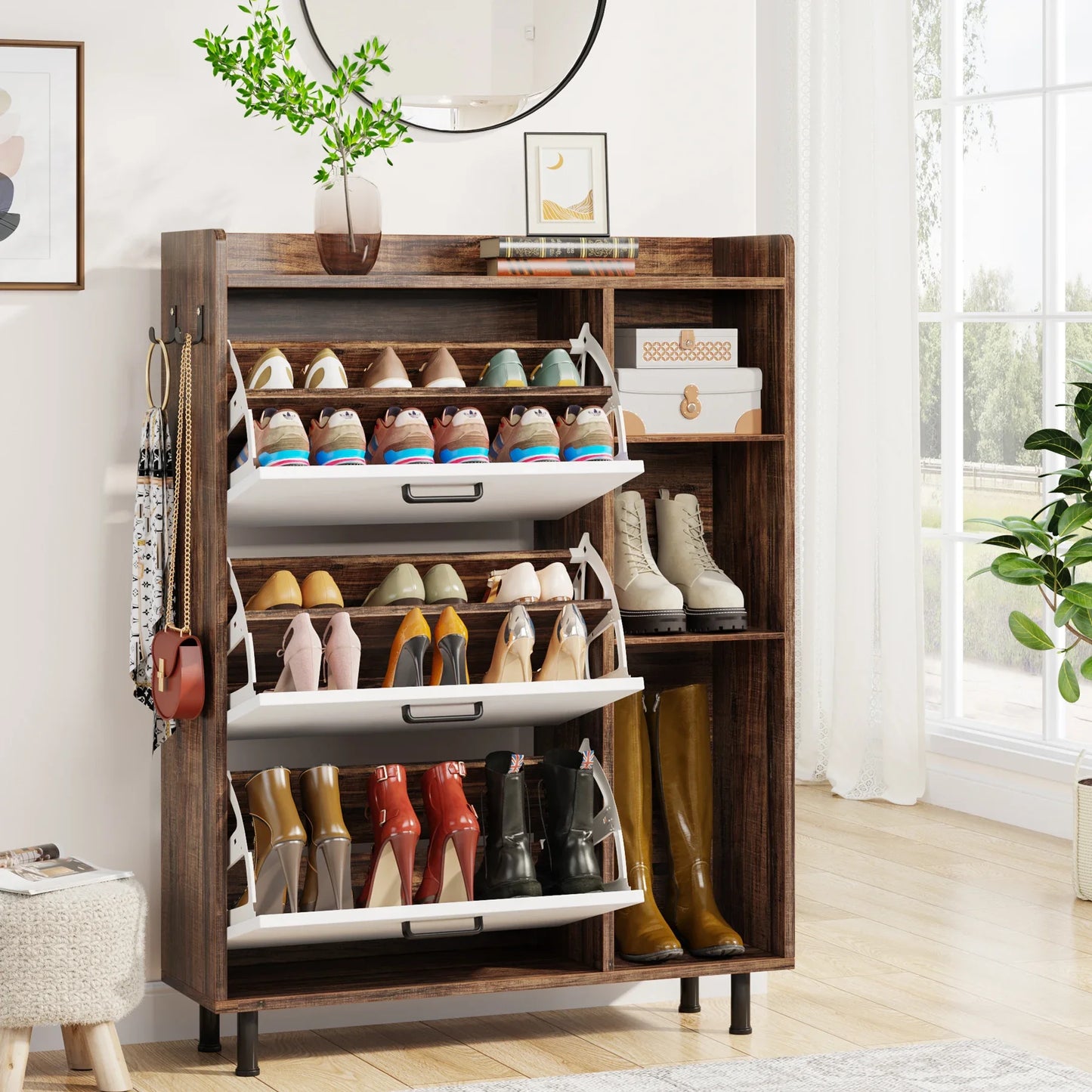 Flip Drawers Shoe Cabinet