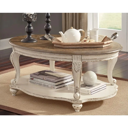 Cottage Coffee Table, Antique White & Brown