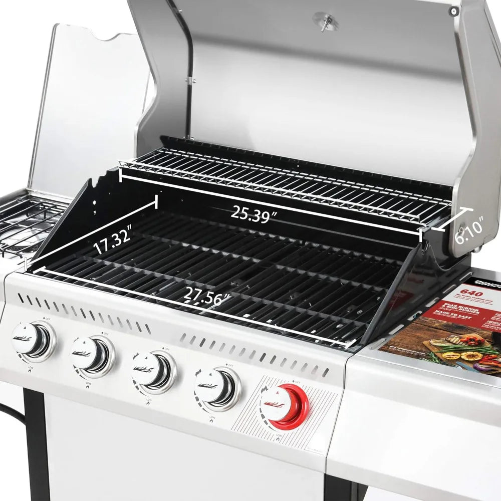 5-Burner BBQ Propane Grill, Stainless Steel Barbecue Gas Grill