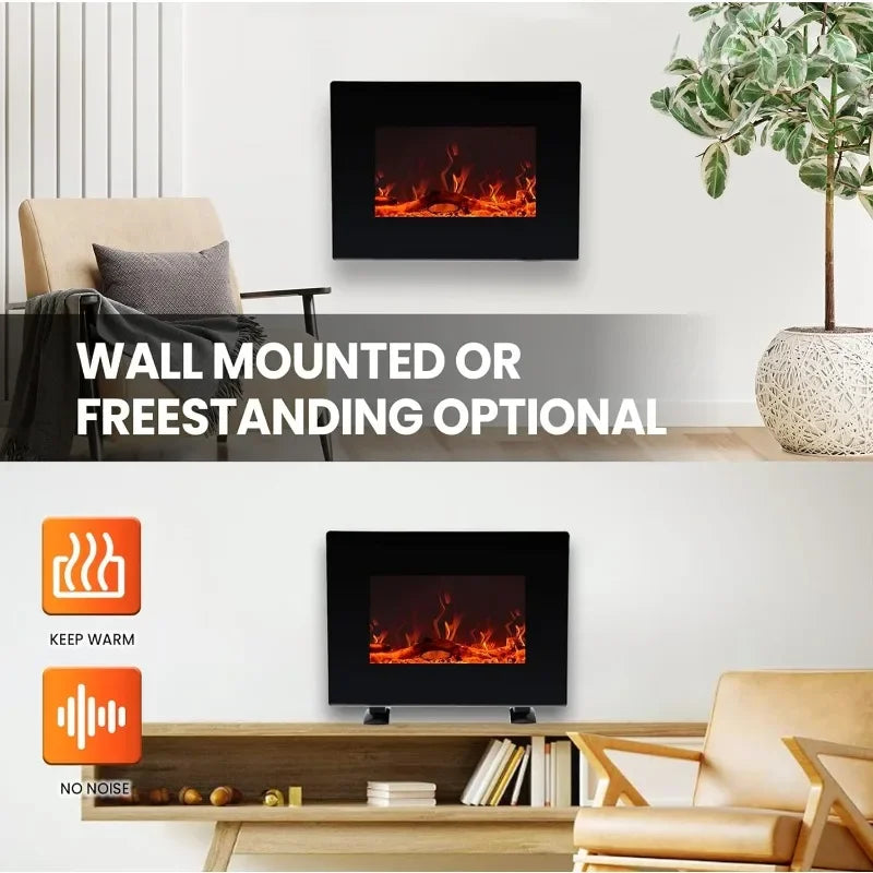 FLAME&SHADE Wall Mounted Electric Fireplace, 22-Inch Wide Flat Screen