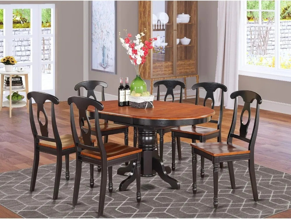 5 Piece Kitchen Table Set for 4 Includes an Oval Dining Table with Butterfly Leaf