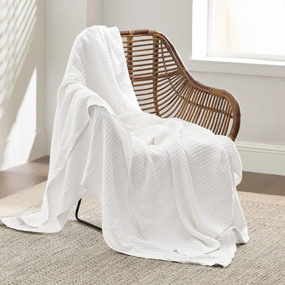 100% Cotton Blankets for Couch - Waffle Weave, Lightweight and Soft