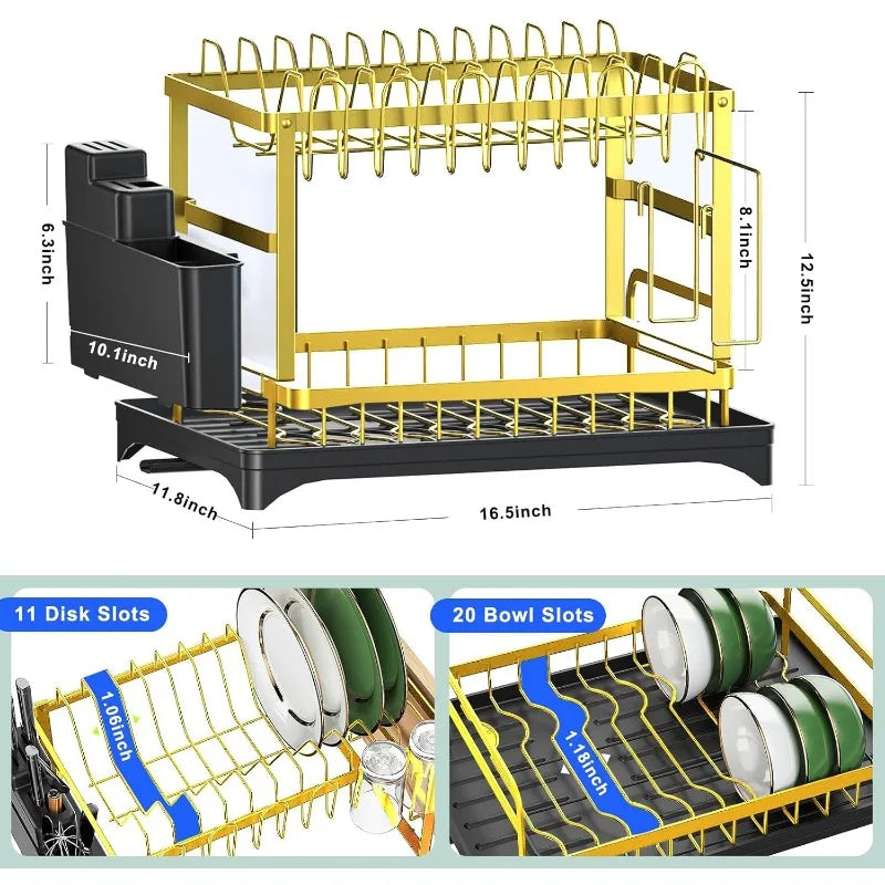 Dish Drying Rack 2 - Tier Large Capacity