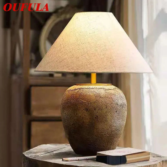 Table Lamps LED Creative Retro Ceramic Pot Desk Light for Home