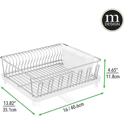 Alloy Steel Sink Dish Drying Rack Holder with Plastic Swivel Spout