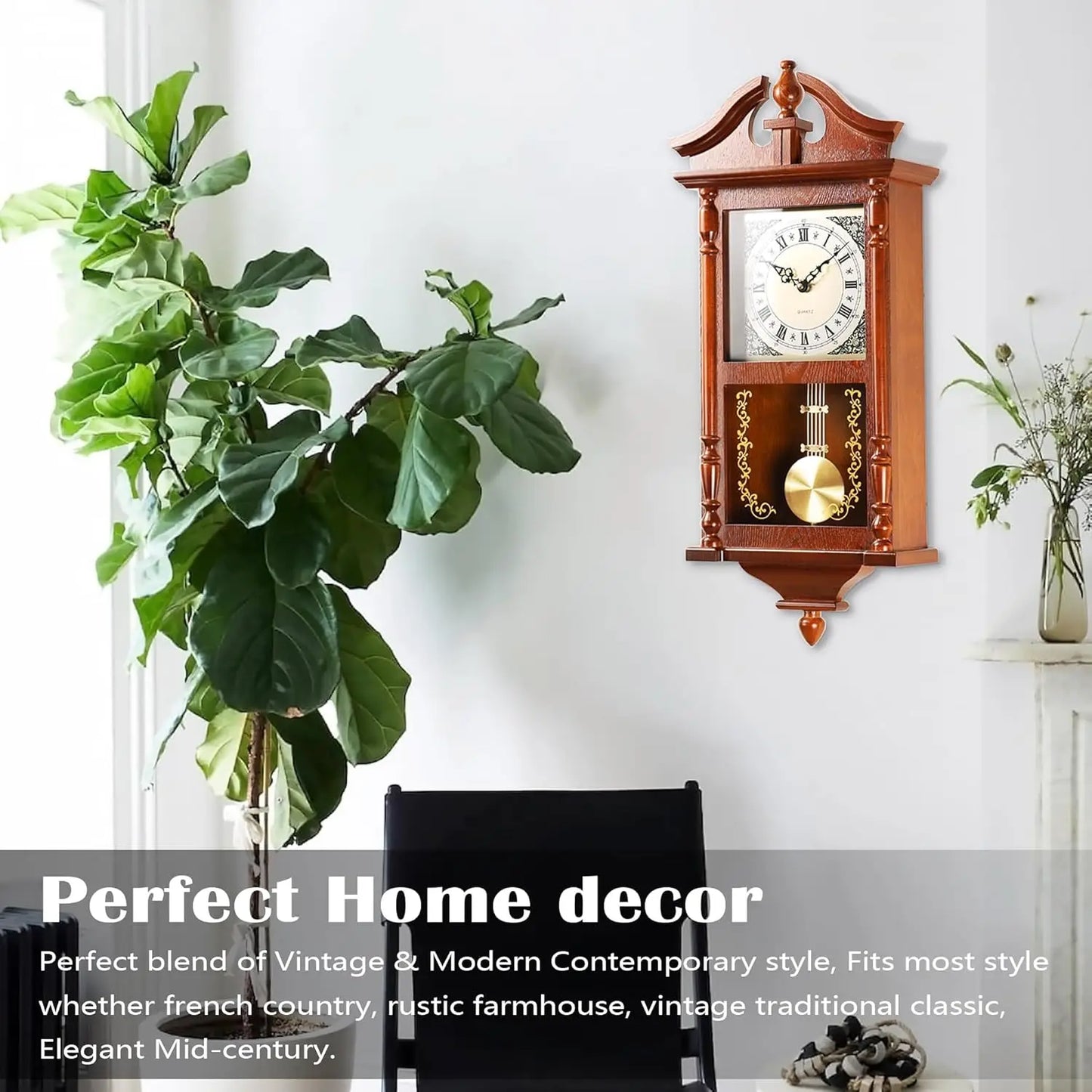 Hour/quarter-hour Chime, Rubberwood Frame, Large Vintage Wall