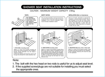 Teak Wood Folding Shower Seat Wall Mount