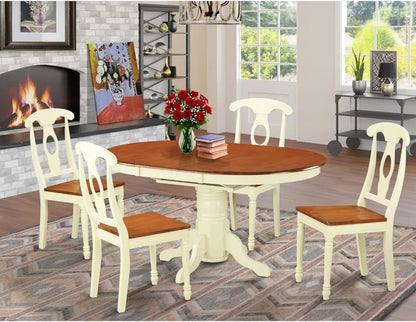 5 Piece Kitchen Table Set for 4 Includes an Oval Dining Table with Butterfly Leaf