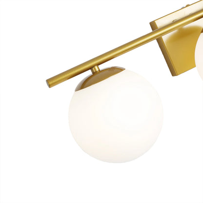 Bathroom Vanity Light Fixtures 3 Lights Gold with Milk White Glass Globe