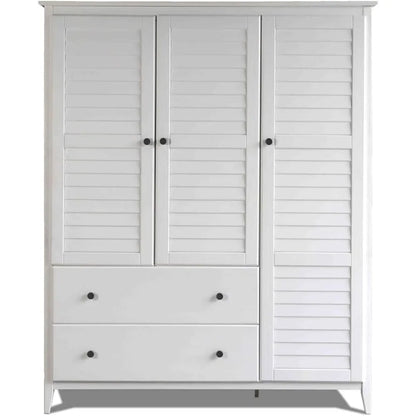 Greenport 3-Door Wardrobe, Brushed White