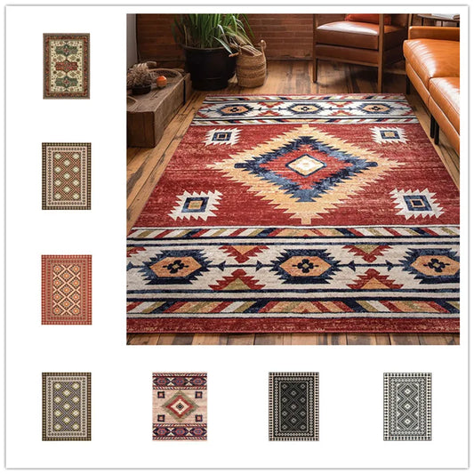 Moroccan Carpet Geometric Ethnic Bedroom Decor Rug Non Slip Home Balcony Sofa Coffee Table Floor Large Area Rugs Soft Bath Mats