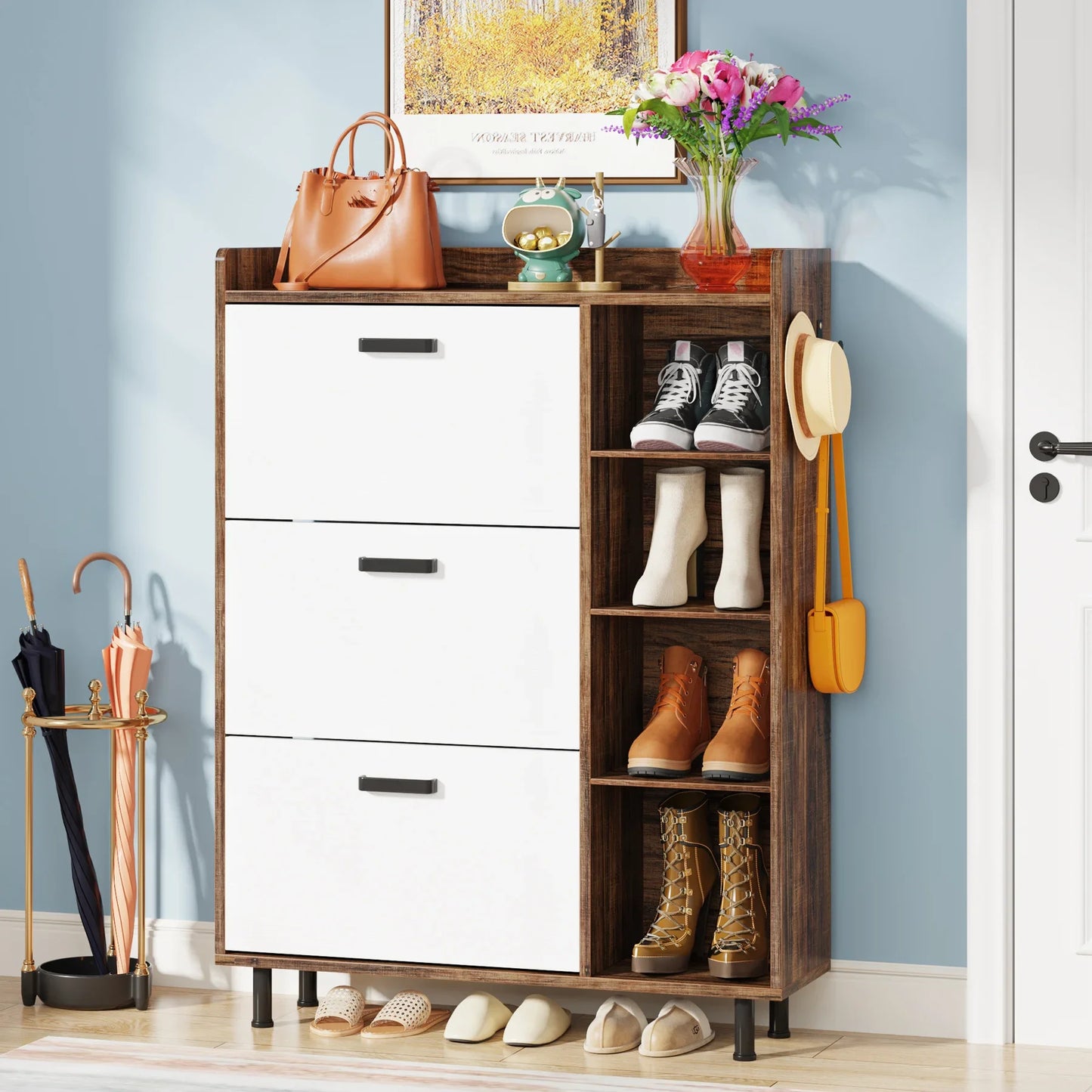 Flip Drawers Shoe Cabinet