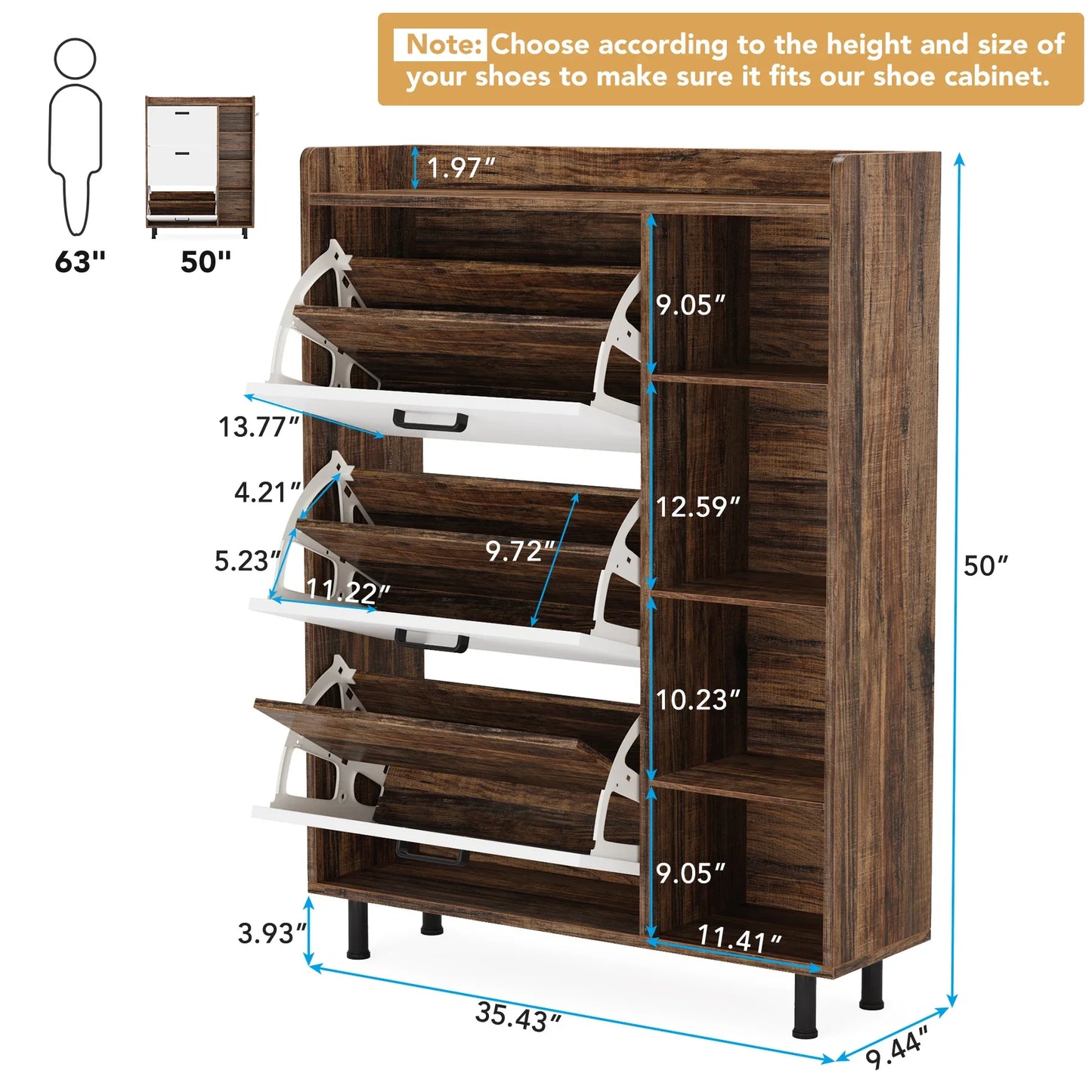 Flip Drawers Shoe Cabinet